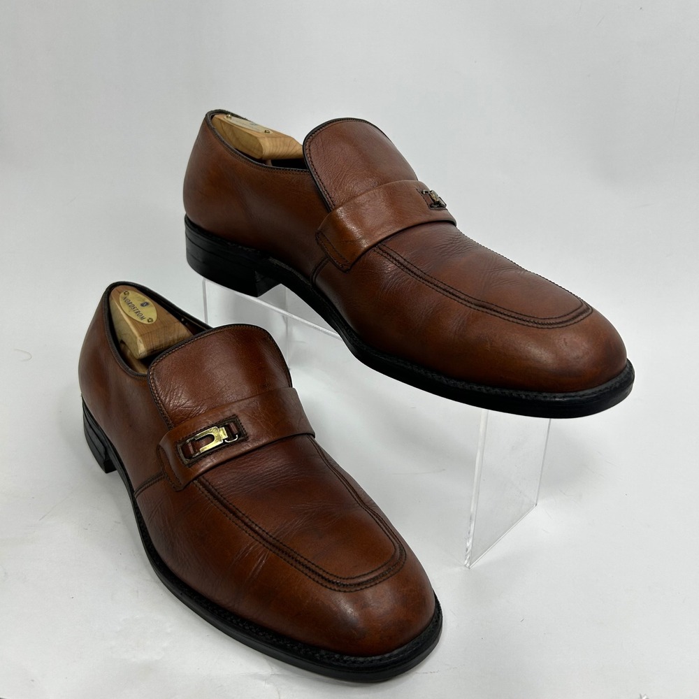 Hy-Test Mens Brown Leather Safety Toe Loafers‎ Buckle Moc Toe Shoes 1663 36 10 B
